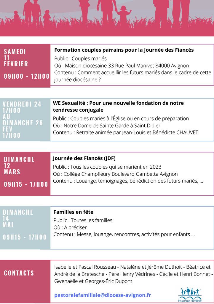 programme Pastorale familiale 2022-2023 